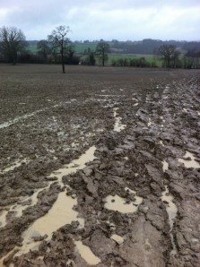 Saturated plough on the footpath to Wessington Farm