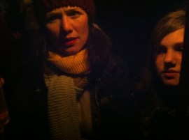 Lucia and Esme in torchlight